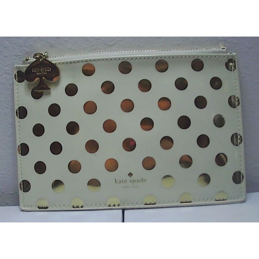 Kate Spade New York Metallic Polka Dots Cosmetic Case Pre-loved 8.5x5.5